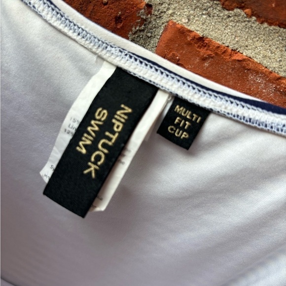 Niptuck 12 Multifit Cup Navy Stripe Ruched One Peice Swim Bathing Suit Pinup - Picture 7 of 11